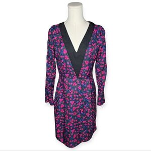 I Heart Ronson Floral Sheath Dress Long Sleeve V Neck Size 4